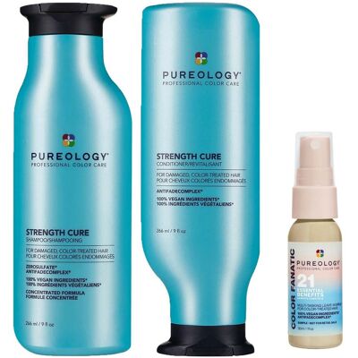 Pureology Strength Cure Shampoo, Conditioner and Color Fanatic Mini Routine for Coloured Hair - Publicité Pureology Strength Cure Shampoo, Conditioner and Color Fanatic Mini Routine for Coloured Hair - Publicité