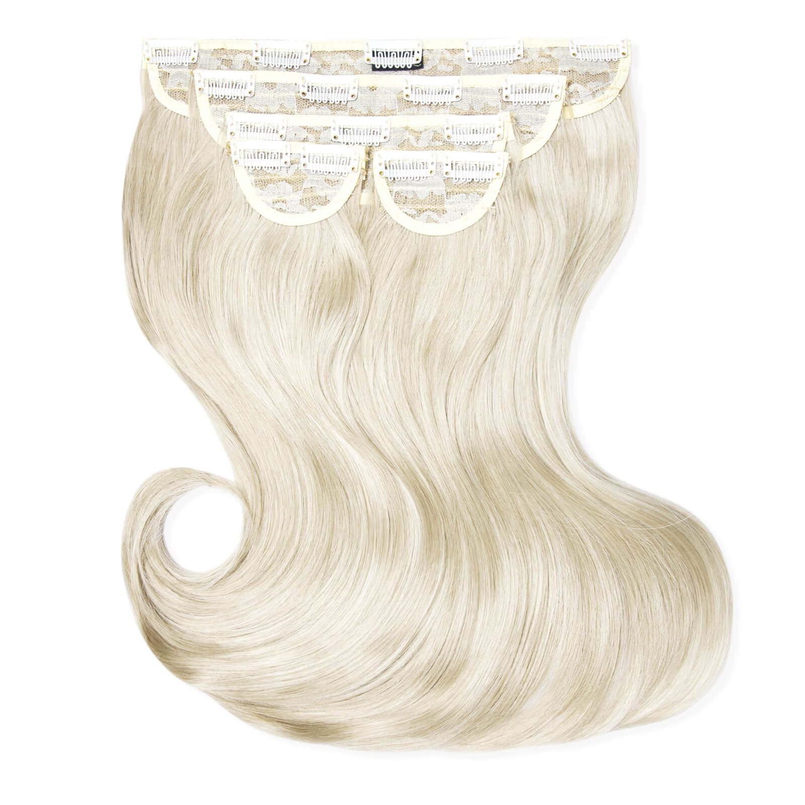LullaBellz Super Thick 16 5 Piece Blow Dry Wavy Clip In Extensions (Various Shades) - Bleach Blonde - Natural Black