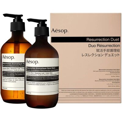 Coffret mains et corps Résurrection Aesop - Parfums d'agrumes et herbes - Publicité Coffret mains et corps Résurrection Aesop - Parfums d'agrumes et herbes - Publicité