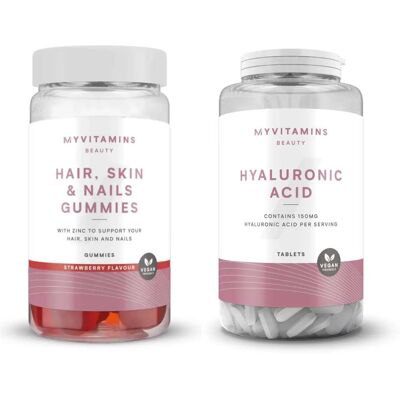 Myvitamins Coffret Beauté Vegan - Acide Hyaluronique & Gummies Fraise - Compléments Beauté - Publicité Myvitamins Coffret Beauté Vegan - Acide Hyaluronique & Gummies Fraise - Compléments Beauté - Publicité