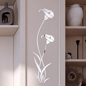 3D Diy Fleur Forme Acrylique Stickers Muraux Moderne Stickers DéCoration MosaïQue Miroir Effet Salon Maison RéFrigéRateur DéCor Papier Peint Autocollant Affiche (argent) - Publicité