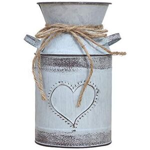 Vase rustique galvanisé décor shabby chic pot à lait vase en forme de coeur pour vase de mariage vintage, pot à lait rustique vases en étain vase à fleurs décoratif - Publicité
