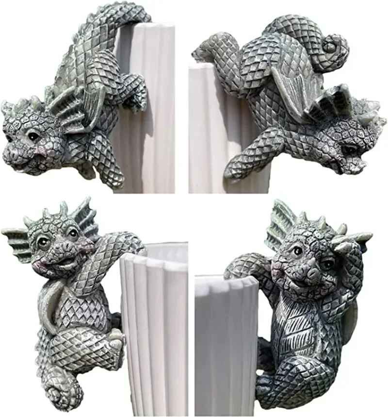 Porte-Pot De Jardinière L'inventaire,Jardinière Et Vase Décoratifs,Hugger Créatif,Artisanat 3d,Statue De Dragon,Décor Grimpant,4 Paquets - Type 4 Piece Set #C