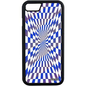 Coque illusion d'optique iPhone 7 silicone 256 Go bleu carreaux telephone effet metal mirage bicolore portable made in France - Publicité Coque illusion d'optique iPhone 7 silicone 256 Go bleu carreaux telephone effet metal mirage bicolore portable made in France - Publicité