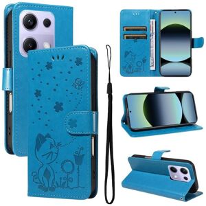Étui En Cuir À Rabat Pour Xiaomi Poco M6 Pro 4g - Motif Chat Et Abeille, Bleu - Publicité Étui En Cuir À Rabat Pour Xiaomi Poco M6 Pro 4g - Motif Chat Et Abeille, Bleu - Publicité