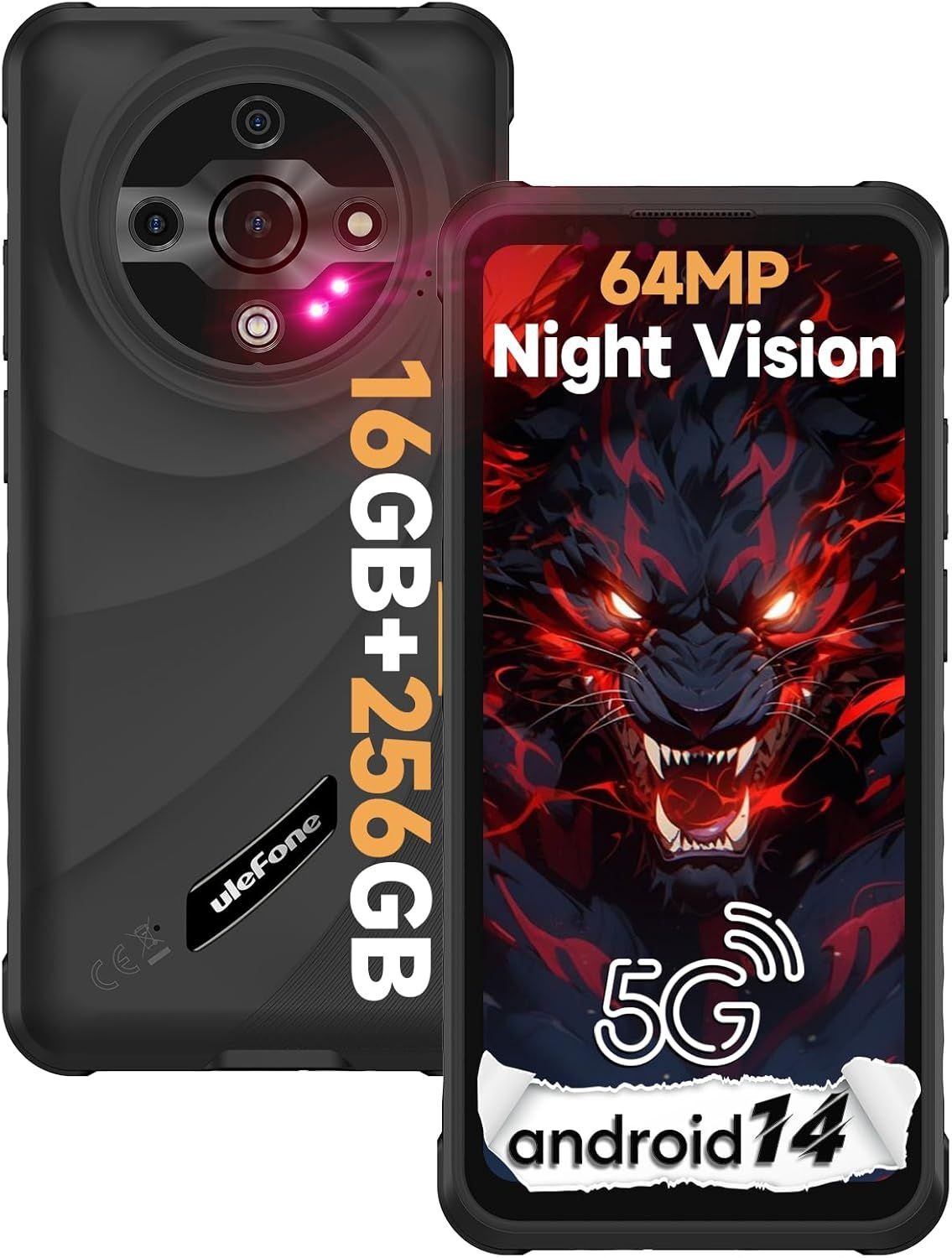 Ulefone Armor X31 Pro Incassable 5G 16 Go + 256 Go / SD-2TB Android 14 Smartphone 6,56