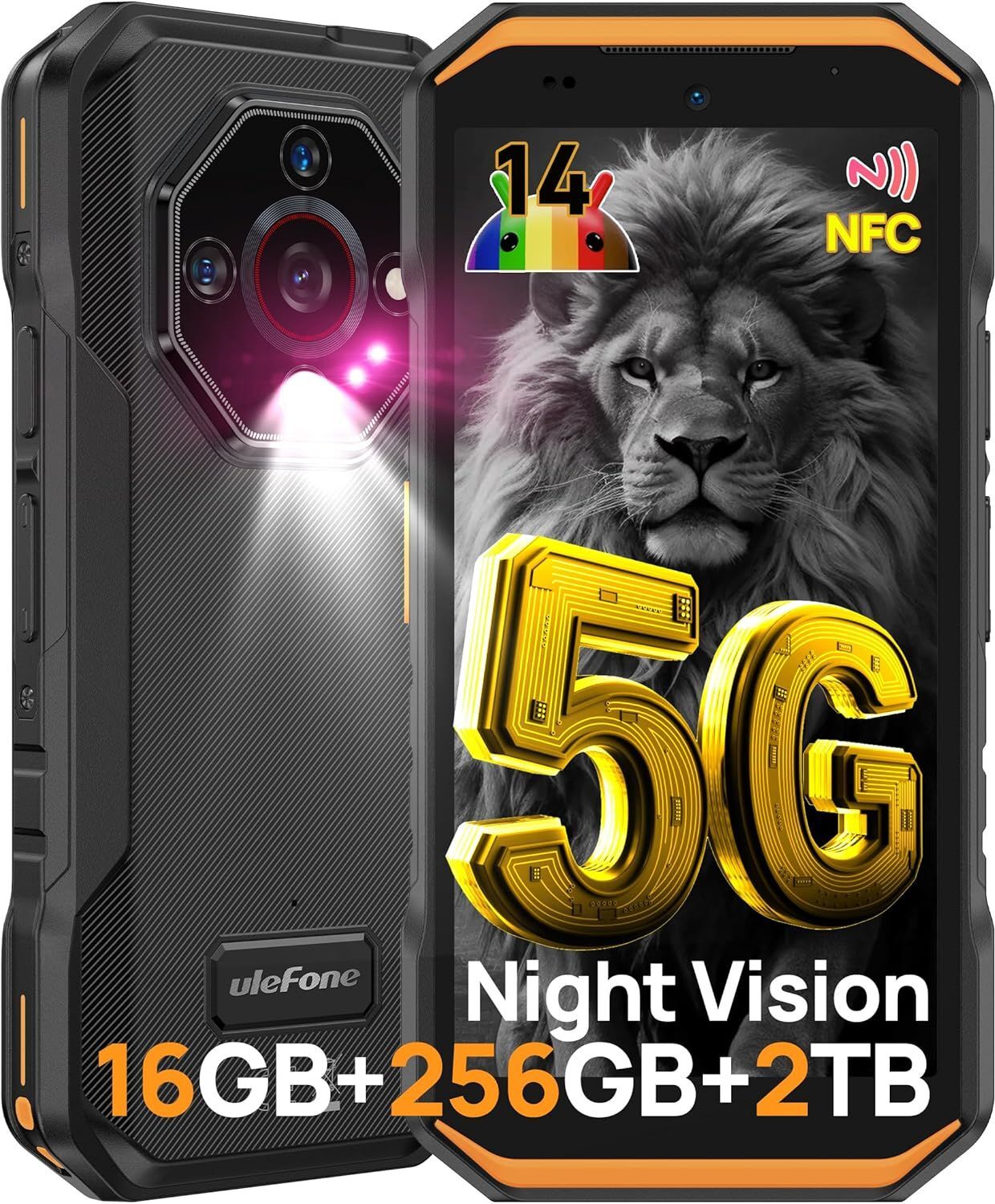 Ulefone Armor X32 Pro 5G Incassable 16 Go + 256 Go / 2 To Android 14 Smartphone 5500mAh 64MP 5,65