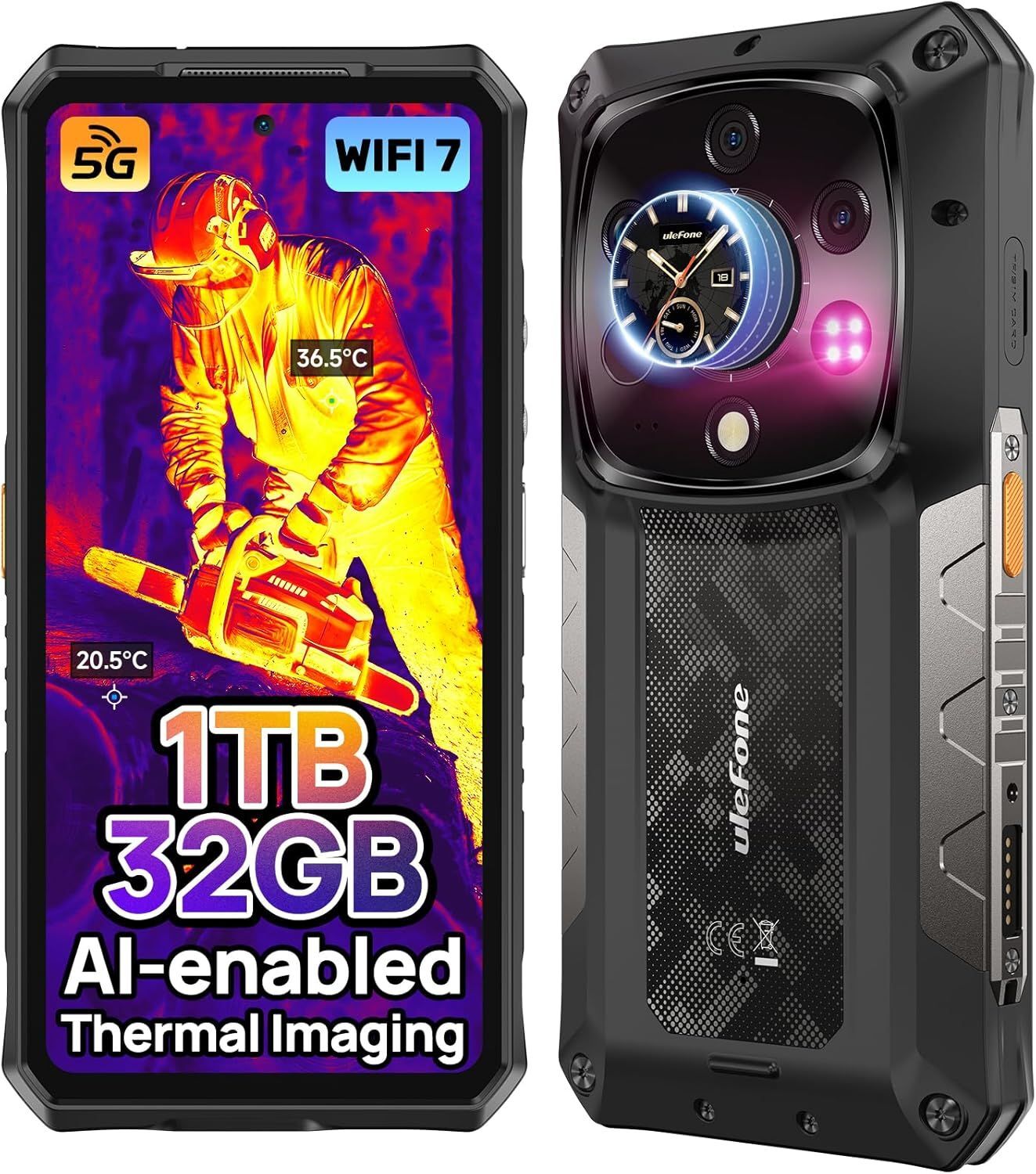 Ulefone Armor 28 Ultra Incassable 5G Imagerie Thermique AI Smartphone 32 Go + 1 To Dimensity 9300+ 10600mAh/120W 6.67