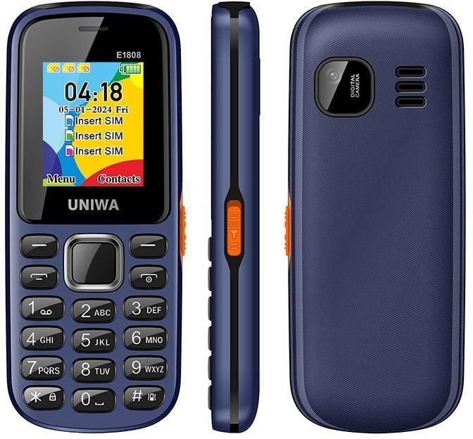 Téléphone Portable Senior 1.77 Pouces Triple SIM 2G LED Torche Noir Bleu YONIS