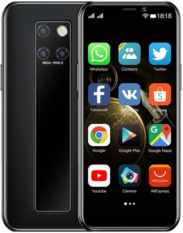 Mini Smartphone Petite Taille 4G Dual SIM Déverrouillage Facial Écran 3.46 Pouces Noir YONIS