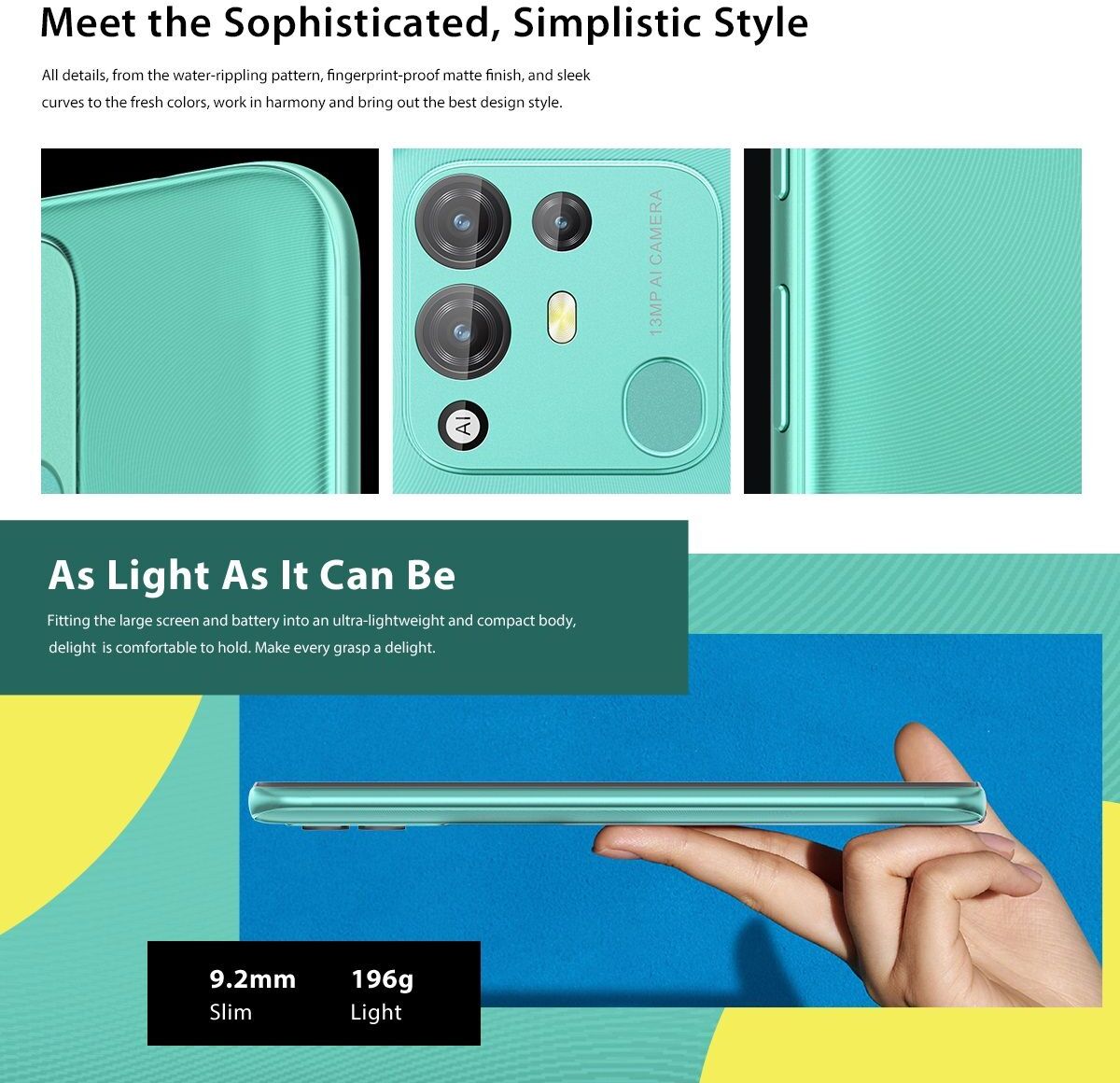 Smartphone Double SIM Ecran IPS 6,5'' Android 11 Téléphone 4G 4GB+64GB + SD 512Go Bleu YONIS
