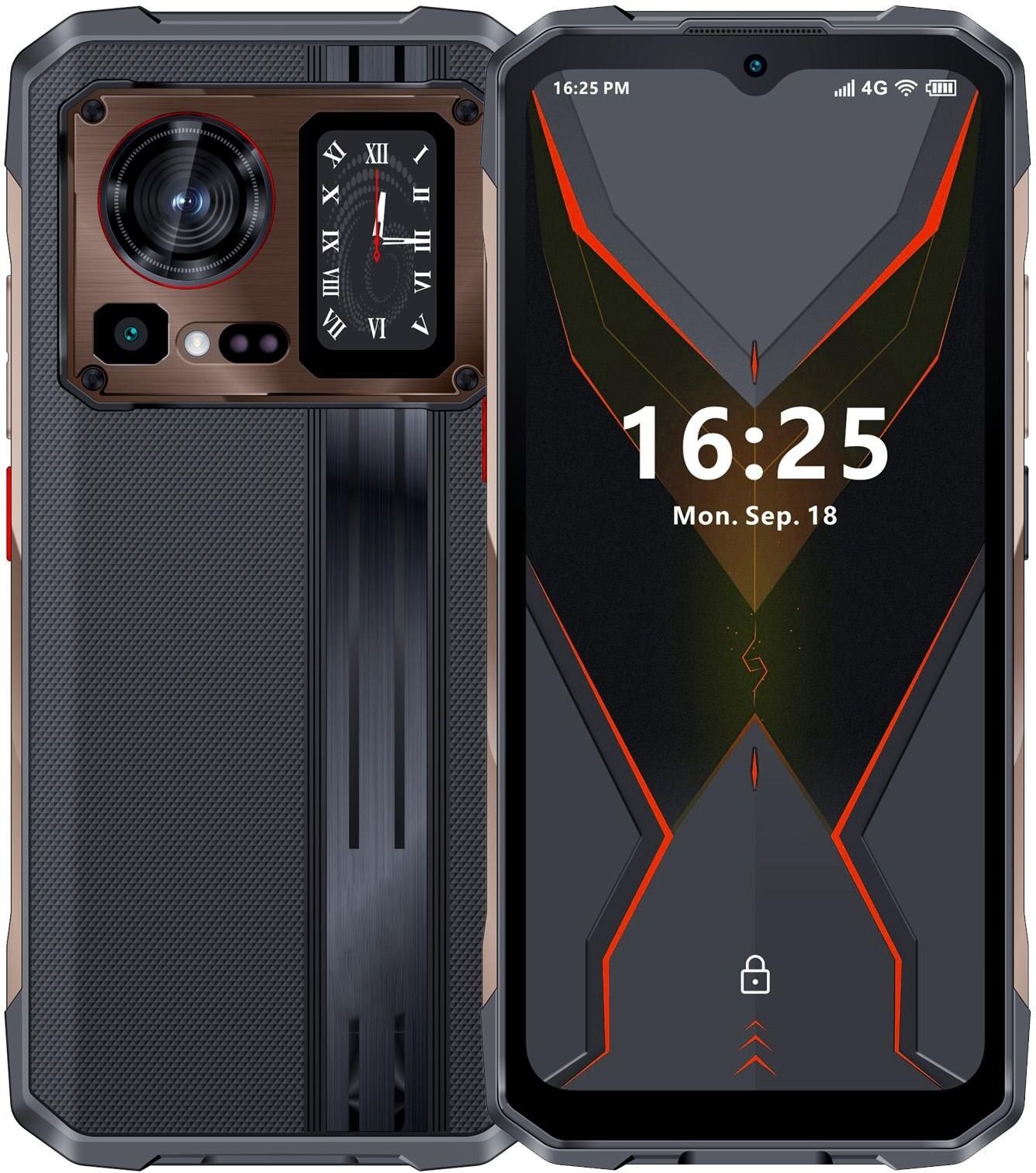 Smartphone 6.5 Pouces Résistant 12GB 256GB IP68 Android 13 Batterie 6280mAh Or YONIS