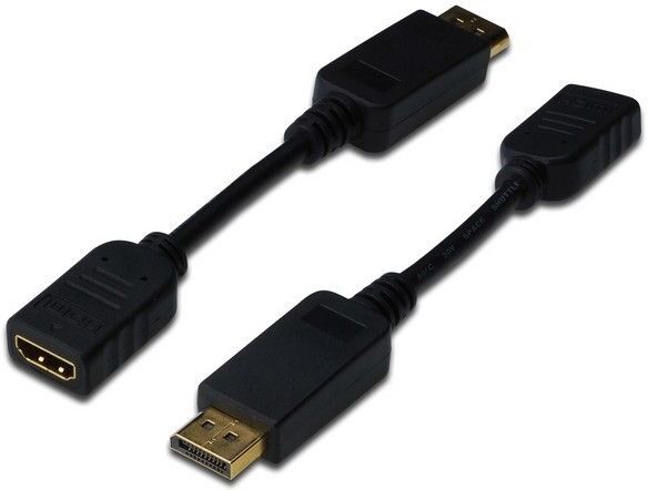 DIGITUS - Adaptateur vidéo - DisplayPort mâle pour HDMI femelle - 15 cm - double blindage - noir