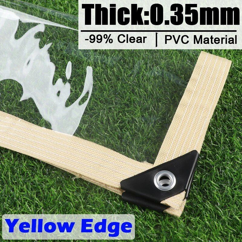 Bâche Transparente Pour L'extérieur,Rideau En Pvc,Pergola Résistant À La Pluie,Épaisseur 0.35mm - Type Yellow Edge-1x3m