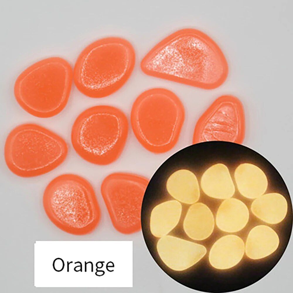 Galets lumineux pour Aquarium,100 pièces,décorations scintillantes en pierre,pour trottoir,jardin,cour,pelouse,fête,pour la maison - Type Orange