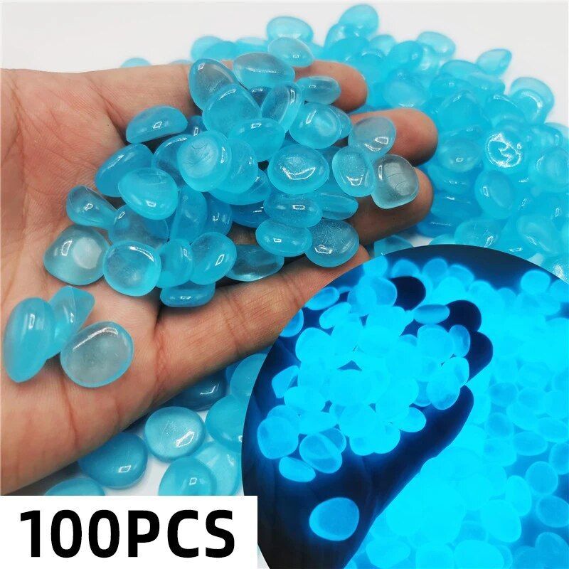 Pierres brillantes dans le noir pour la décoration,100 pièces,idéal pour un jardin,une pelouse,un trottoir,une terrasse ou un aquarium - Type blue #A