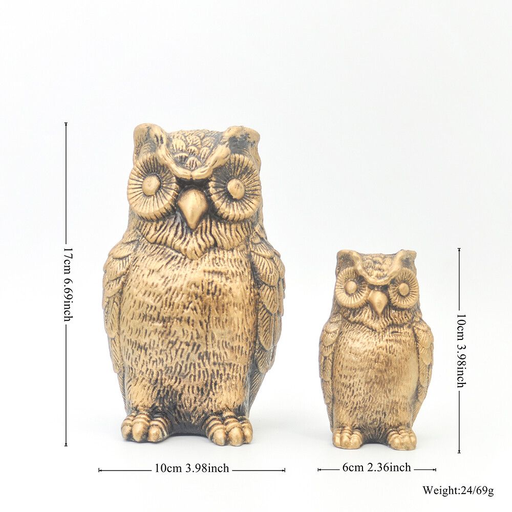 Décoration De Maison,Hibou,Animaux Réalistes,Épouvantail,Décoration De Jardin De Pelouse,Sculpture D'art,Statue De Jardin,Jouets Artisanaux - Type Gold-10x17cm