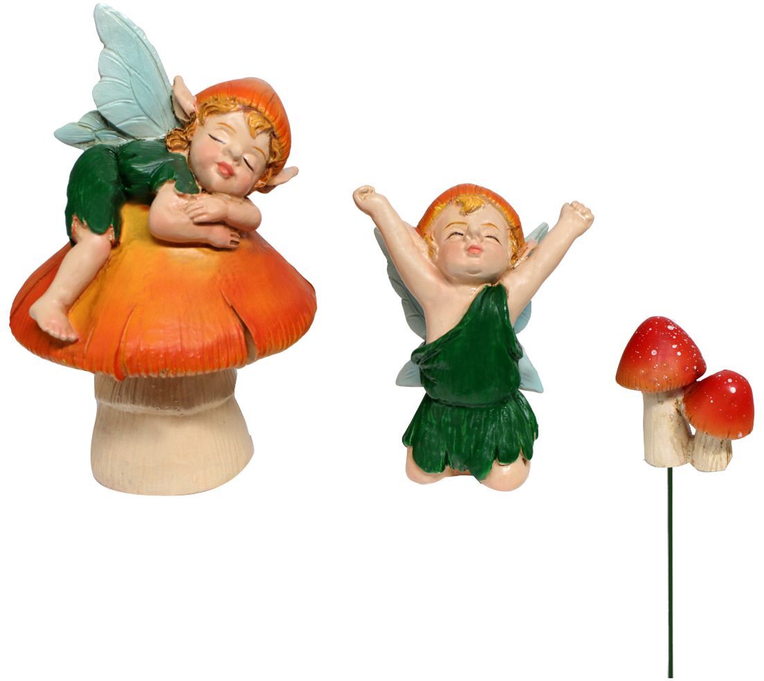 Artisanat En Résine De Sprite De Champignon,Pot De Fleur,Sculptures De Bonsaï,Sprites De Champignons,Couleurs Vives,Ensemble De 3 Pièces - Type Multi