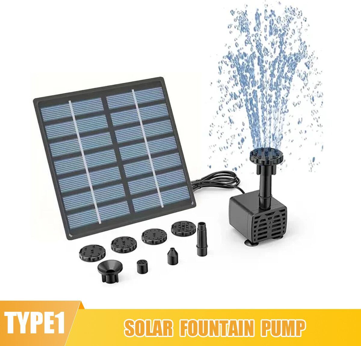 Kit de fontaine solaire pour bain d'oiseaux,pompe à eau solaire,pompe pour sécuritaires,jardin,extérieur - Type 1