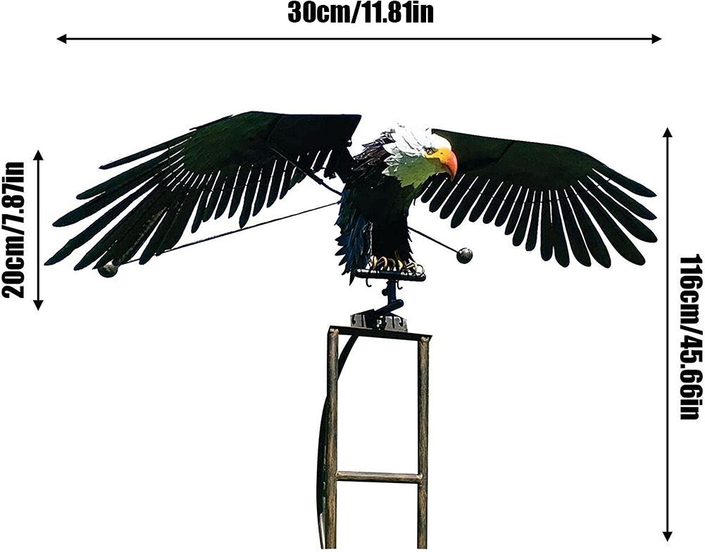 Aigle et oiseaux de jardin sculptures en fer métal,tourneurs de vent d'aigle,décoration de pelouse extérieure,ornements de cour,artisanat - Type 1PC Eagle Windmill