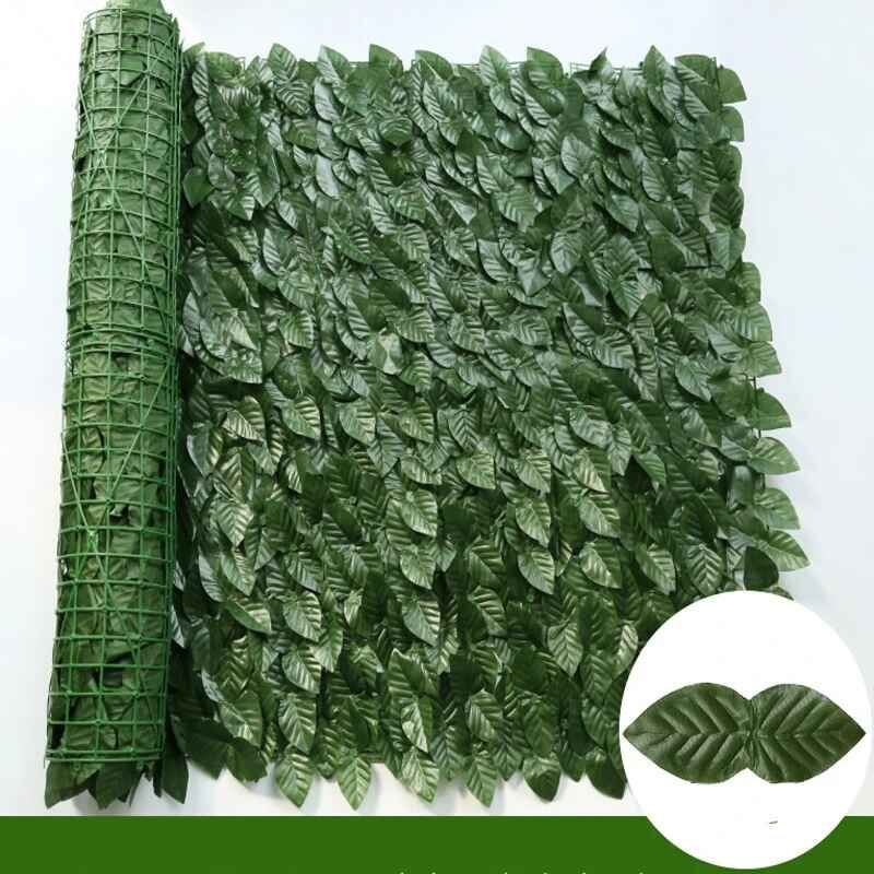 Panneau De Haie De Lierre Vert Él,Feuilles De Lierre Artificielles,Extérieur,Maison,Jardin,Balcon,Clôture,Écran,Décoration De Gazon,300cm - Type Dark Green Apple-50x100cm