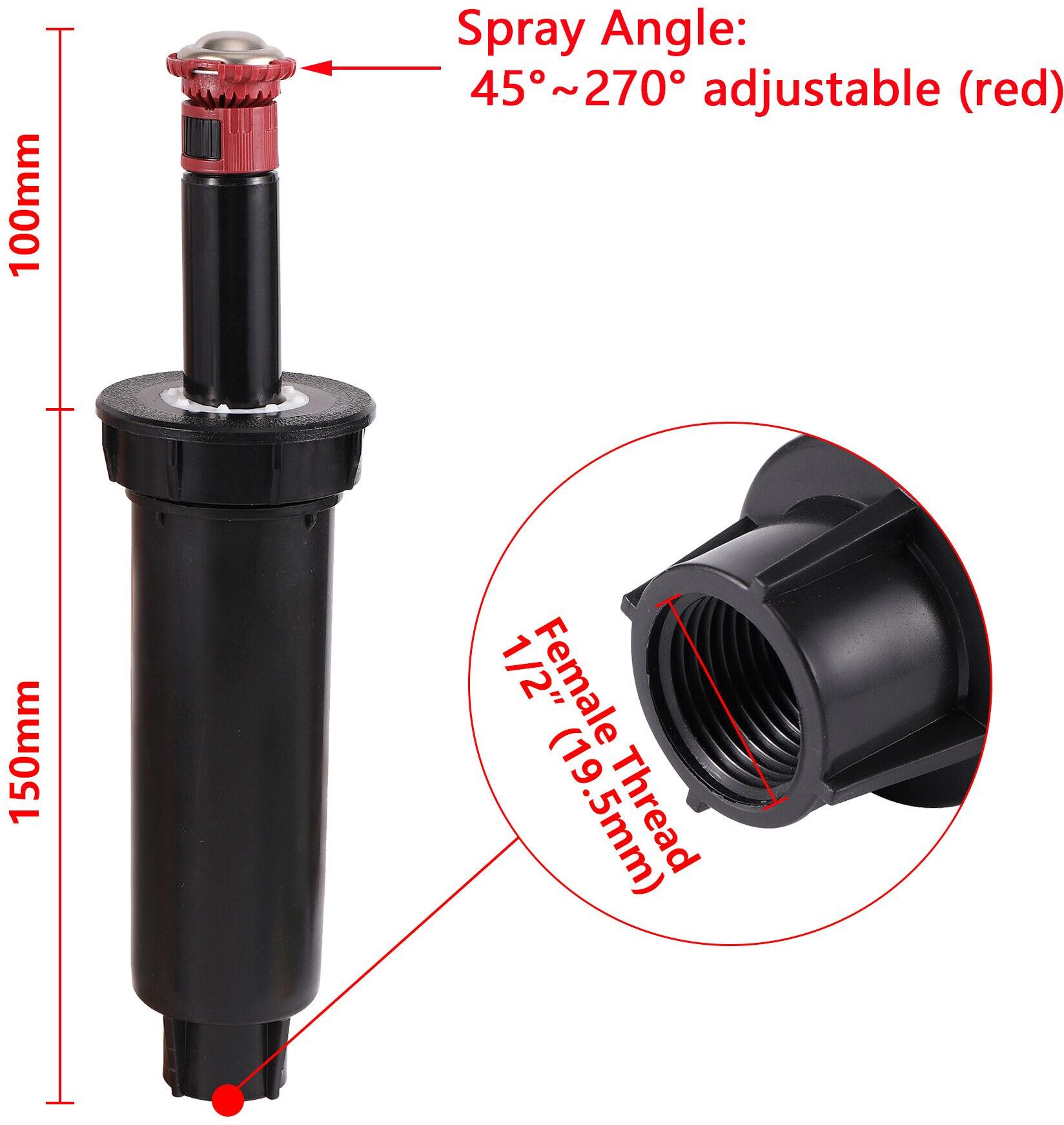 Réglable Arroseur Pop-Up enterré filetage interne jardin pelouse Irrigation disperseur arroseur rotatif - Type 2598