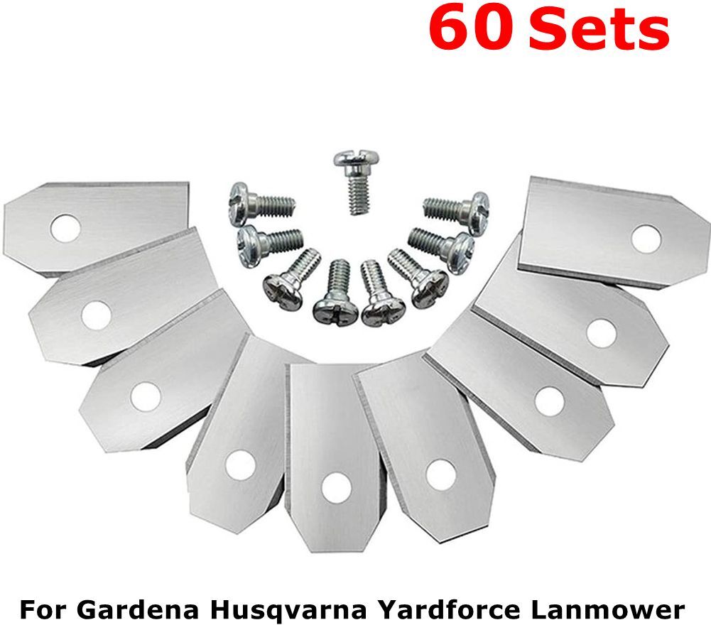 Ensemble de Lames de Coupe pour Tondeuse à Gazon Robotique,Trou Unique,pour Worx Landroid,18 Pièces - Type Silver 60sets