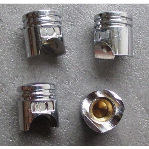 Bouchon Valve De Roue (X4) Piston Auto Moto Velo Usa Chrome