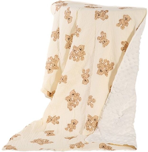 Couvertures Pour Bébé Double Couche Avec Support En Pointillés,Couverture Réception,Jeté Lit,Cadeau - Type Twin For Bears