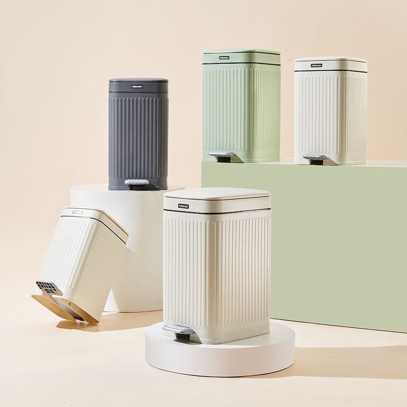 Poubelle Ménager avec Couvercle et Pédale de Pression,Toilette,mir à Papier,Salon,Cuisine,Grande Capacité,2024 - Type white-7L