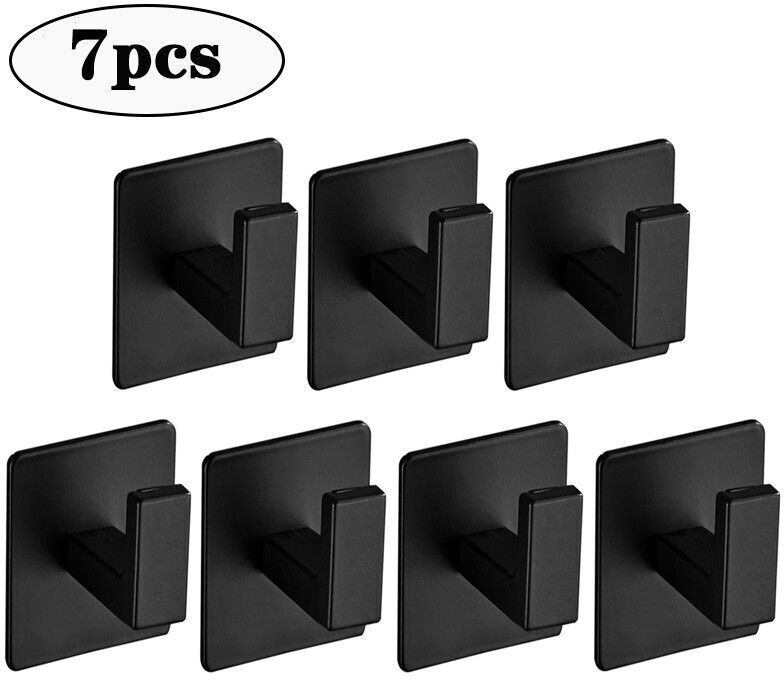 Crochets Muraux Adhésifs Montés Sur Grille De Porte Html,Cintre Pour Manteau Et Robe,Quincaillerie De Cuisine,Étagère T1,Crochet Pour Sac - Type Black-7pcs