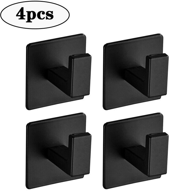 Crochets Muraux Adhésifs Montés Sur Grille De Porte Html,Cintre Pour Manteau Et Robe,Quincaillerie De Cuisine,Étagère T1,Crochet Pour Sac - Type Black-4pcs