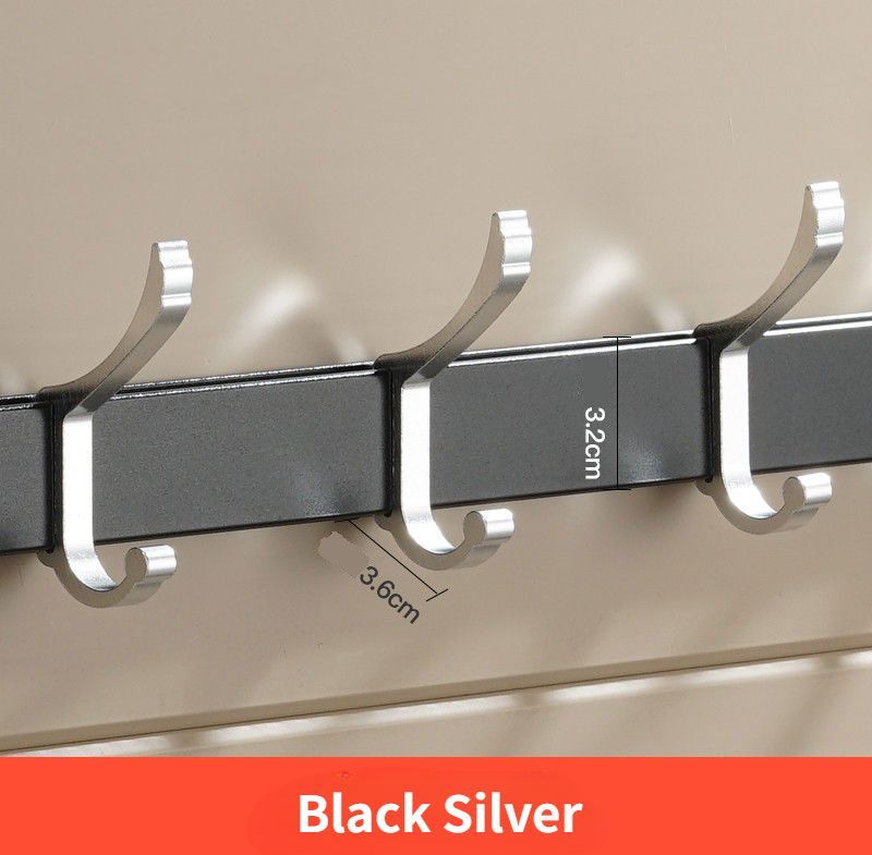 Cintre Mural Sans Poinçon Pour Vêtements,Crochet Derrière La Porte,Cintre Sans Perceuse,Accessoires De Rangement Pour Chambre À Coucher - Type Black Silver-7 Hook