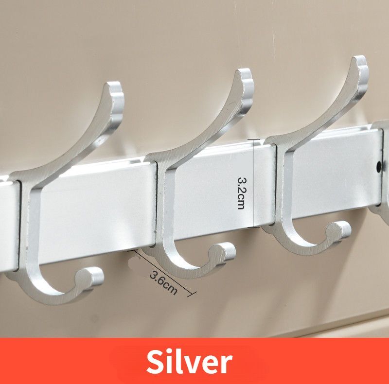 Cintre Mural Sans Poinçon Pour Vêtements,Crochet Derrière La Porte,Cintre Sans Perceuse,Accessoires De Rangement Pour Chambre À Coucher - Type Silver-7 Hook