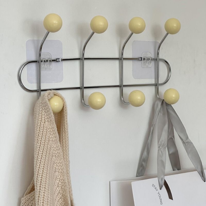 Crochets Muraux En Métal Sans Marques,Cintre D'angle Domestique,Fer À Ongles,Rangement Décoratif,Crochet Pour Manteau,Cabine D'essayage,Cisco,Salon - Type Creamy Yellow-4 Hook