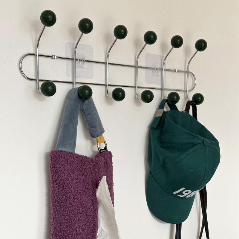 Crochets Muraux En Métal Sans Marques,Cintre D'angle Domestique,Fer À Ongles,Rangement Décoratif,Crochet Pour Manteau,Cabine D'essayage,Cisco,Salon - Type Dark Green-6 Hook