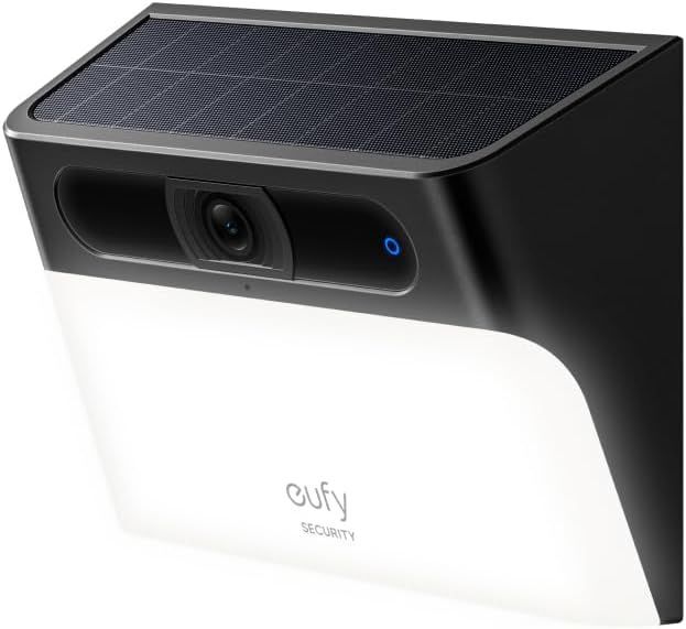 Eufy Caméra de sécurité solaire wall light Cam S120, extérieure sans fil, 2K, alimentation permanente, éclairage activé par le mouvement, IA, IP65, projecteur, sans frais Mensuel,Compatible HomeBase 3