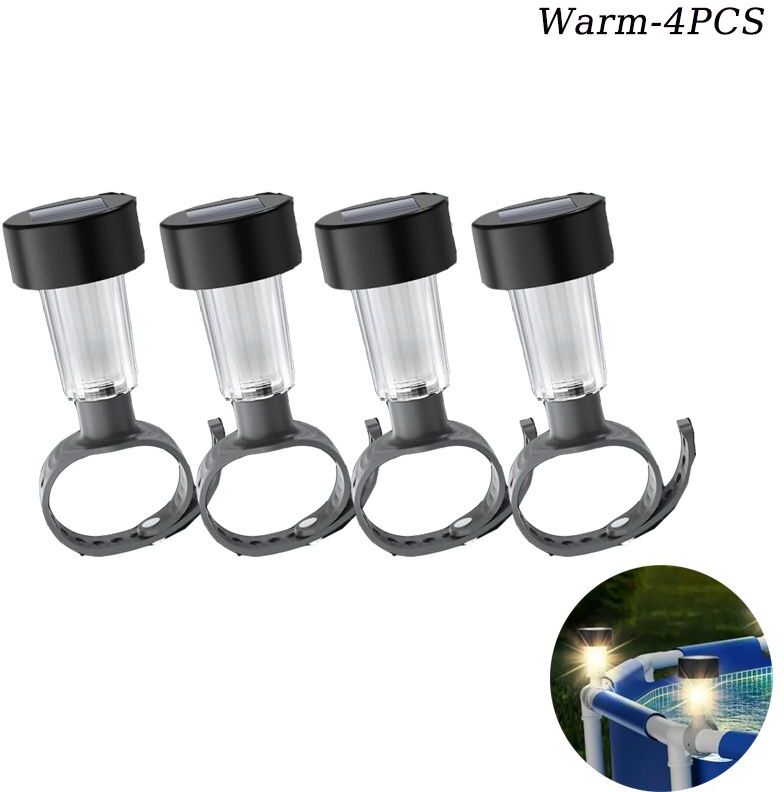 Lampes Solaires Étanches À Led Pour Piscine Extérieure,Éclairage De Clôture,Décoration De Clôture,20 Pièces,10 Pièces - Type 4pcs