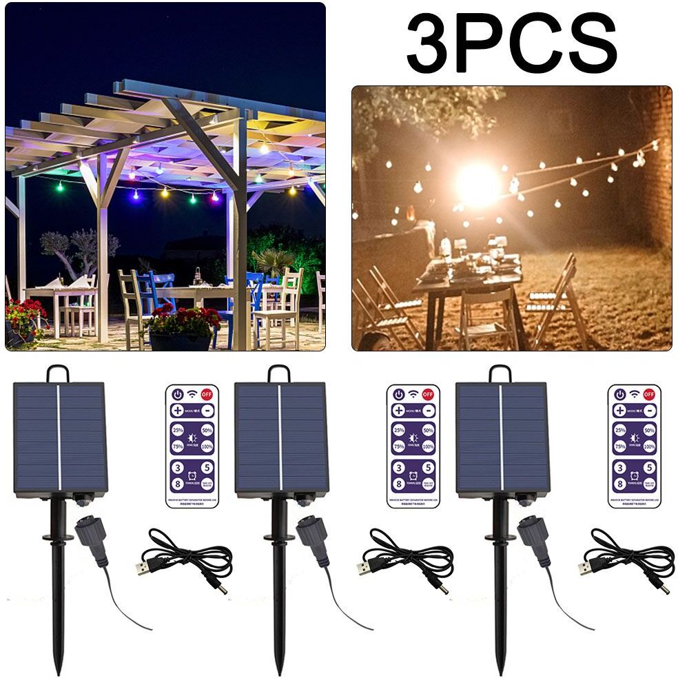 Boîte de contrôle de guirlande solaire étanche LED kit de panneau solaire avec batterie lithium pour jardin camping décoration - Type 3 PCS Solar Panel