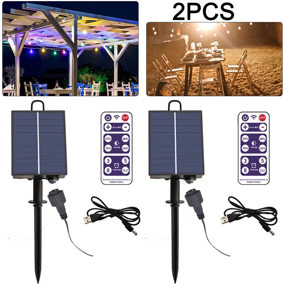 Boîte de contrôle de guirlande solaire étanche LED kit de panneau solaire avec batterie lithium pour jardin camping décoration - Type 2 PCS Solar Panel