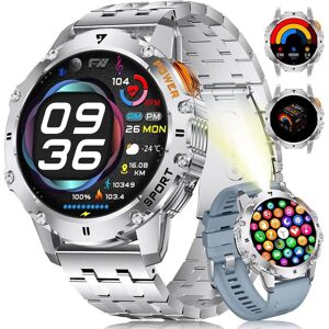 Montre Connectée Homme Militaire,1.43"" Amoled Smartwatch Homme Avec Appel Bluetooth,500mah 5atm Étanche Smartwatch Avec 110+ Sportifs Fréquence Cardiaque/Sommeil Moniteur Android Ios Argent - Publicité Montre Connectée Homme Militaire,1.43"" Amoled Smartwatch Homme Avec Appel Bluetooth,500mah 5atm Étanche Smartwatch Avec 110+ Sportifs Fréquence Cardiaque/Sommeil Moniteur Android Ios Argent - Publicité