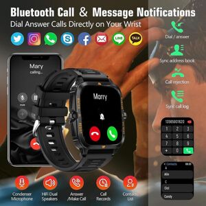 KALANKA-Montre Connectée Militaire Homme Femme, Smartwatch avec Appel BT, 3ATM