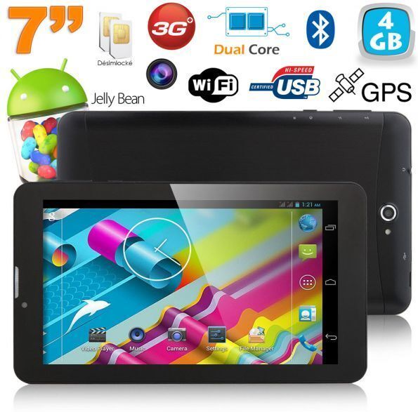 Yonis Tablette 3G 7 pouces Octa core Android 4.2 Double SIM 4Go Noir