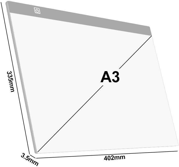 Tablette ultra fine pour dessin et peinture artistique,format A2/A3/A4/A5,avec lumière LED et port USBté 2022 - Type A3 Gray
