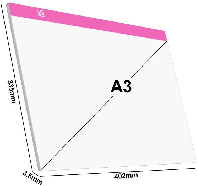 Tablette ultra fine pour dessin et peinture artistique,format A2/A3/A4/A5,avec lumière LED et port USBté 2022 - Type A3 Pink
