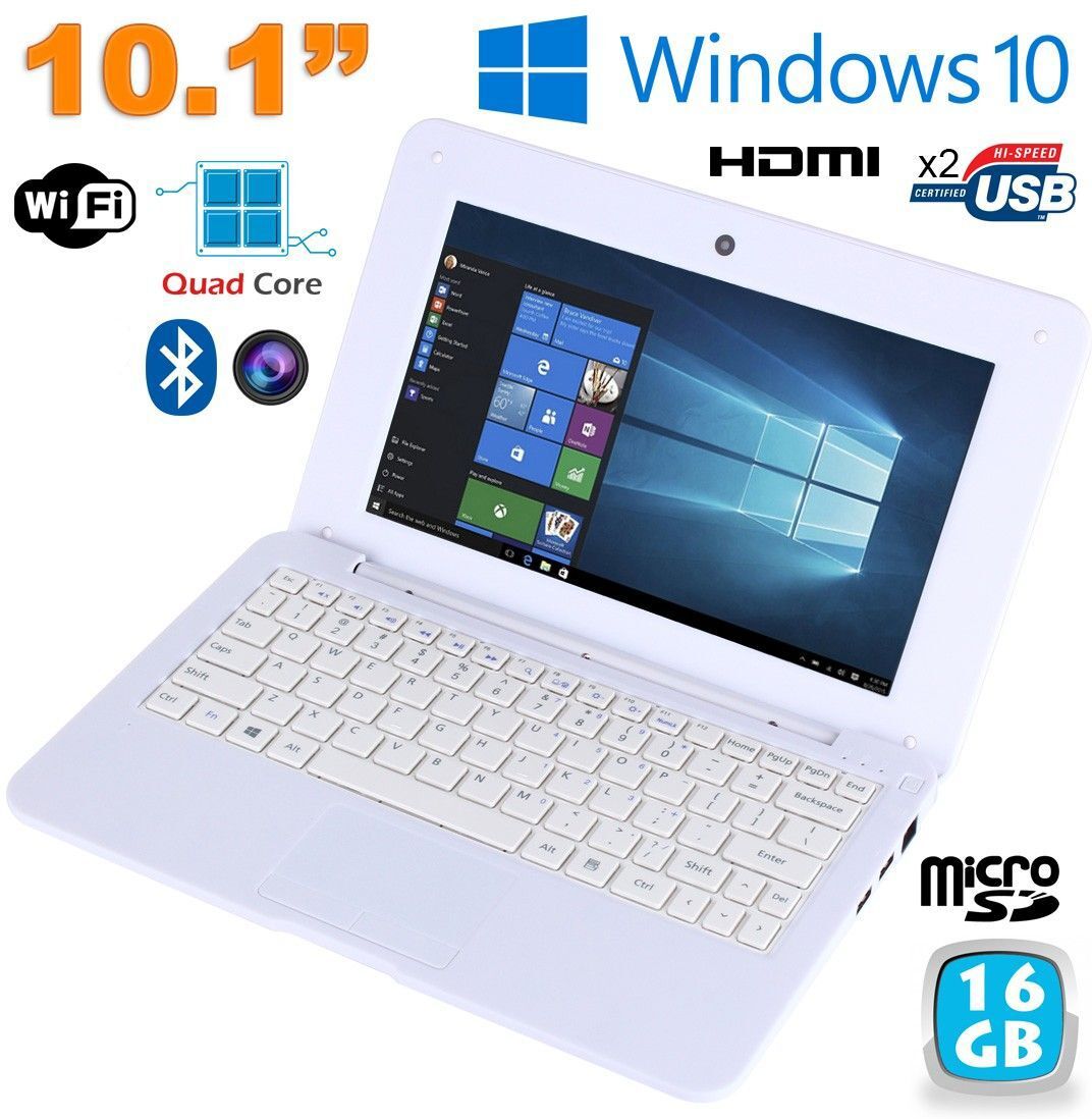 Notebook 10.1' Mini Pc Ordinateur Portable Windows 10 Intel 2 Go+32 Go Blanc YONIS