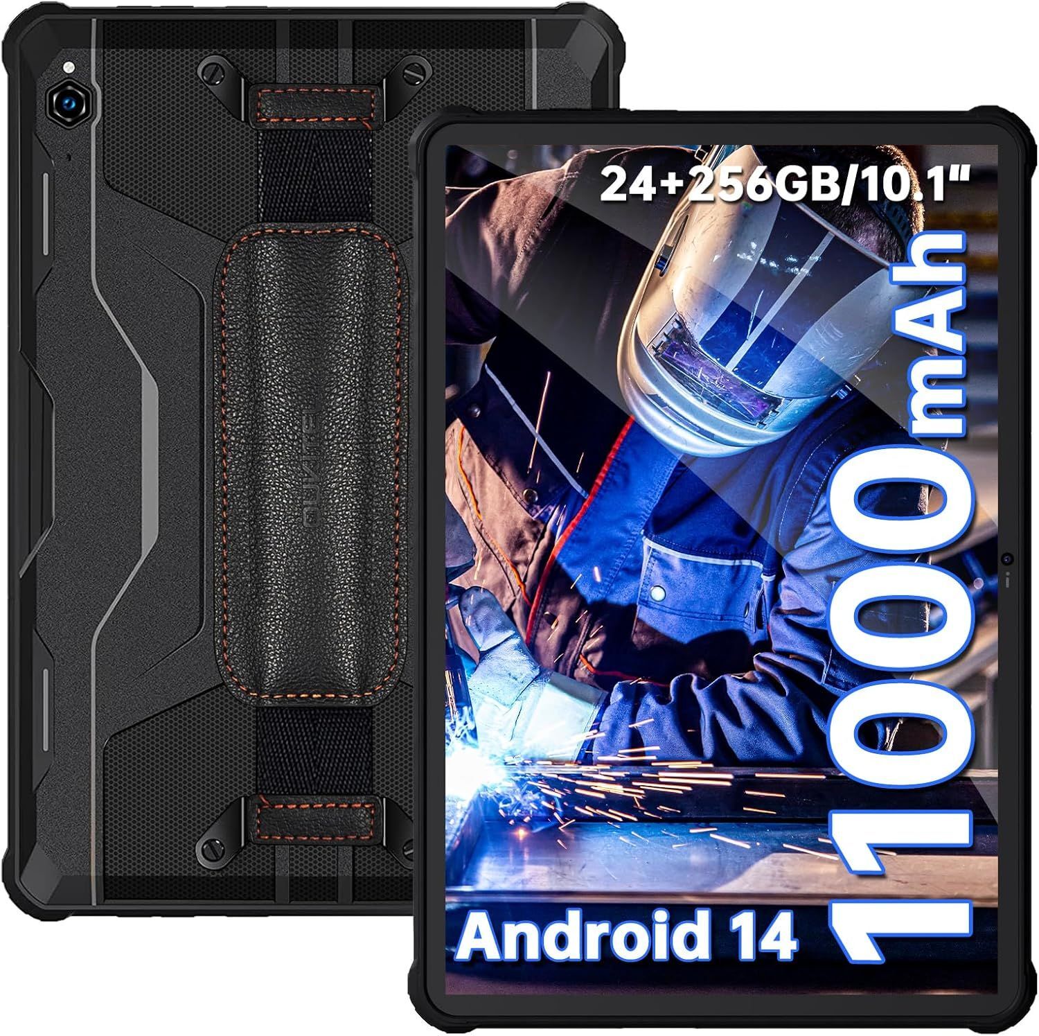 OUKITEL RT9 Tablette Incassable 24Go+256GO(TF 1To) - Android 14 Tablette PC 11000mAh Tablette Durcie, 10.1'' IP68 16MP/Double SIM 4G/WiFi 5G/OTG/GPS, Noir