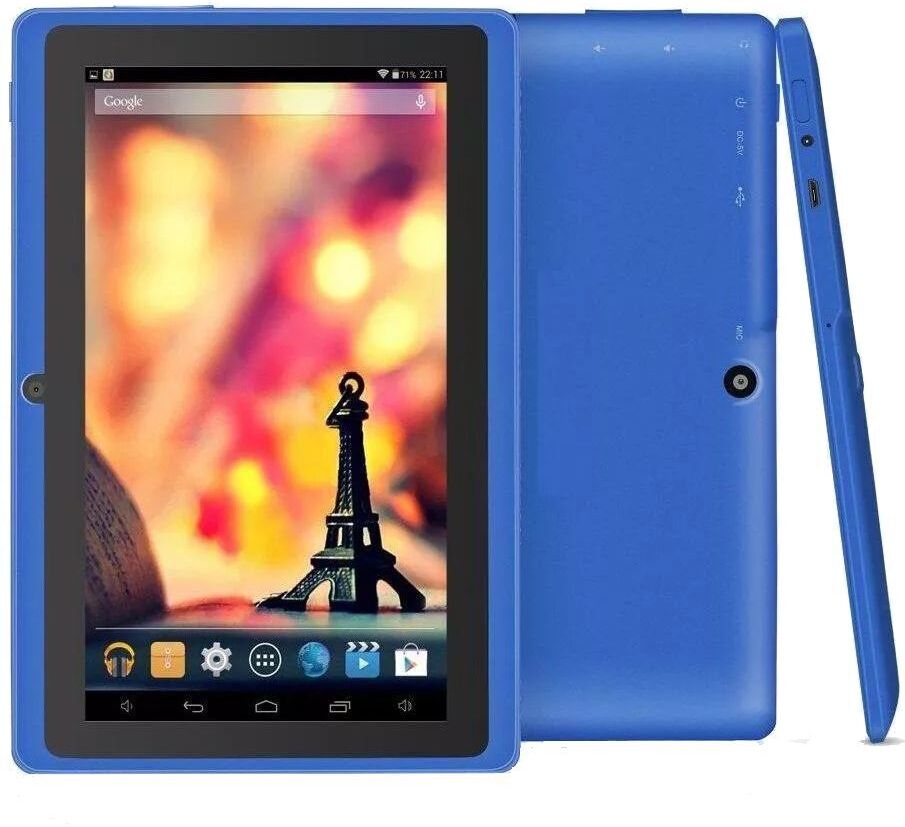 Tablette Tactile Android 6.0 7 Pouces Quad Core 8Go Dual Cam Flash Bleue + SD 8Go YONIS