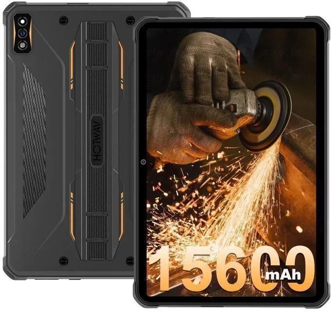 Tablette Robuste HOTWAV R5 15600mAh 10.1¡å 4Go+64Go/1To TF Octa-Core, 16MP Camera Tablette Tactile Dual SIM 4G LTE/5G WiFi/GPS, Orange