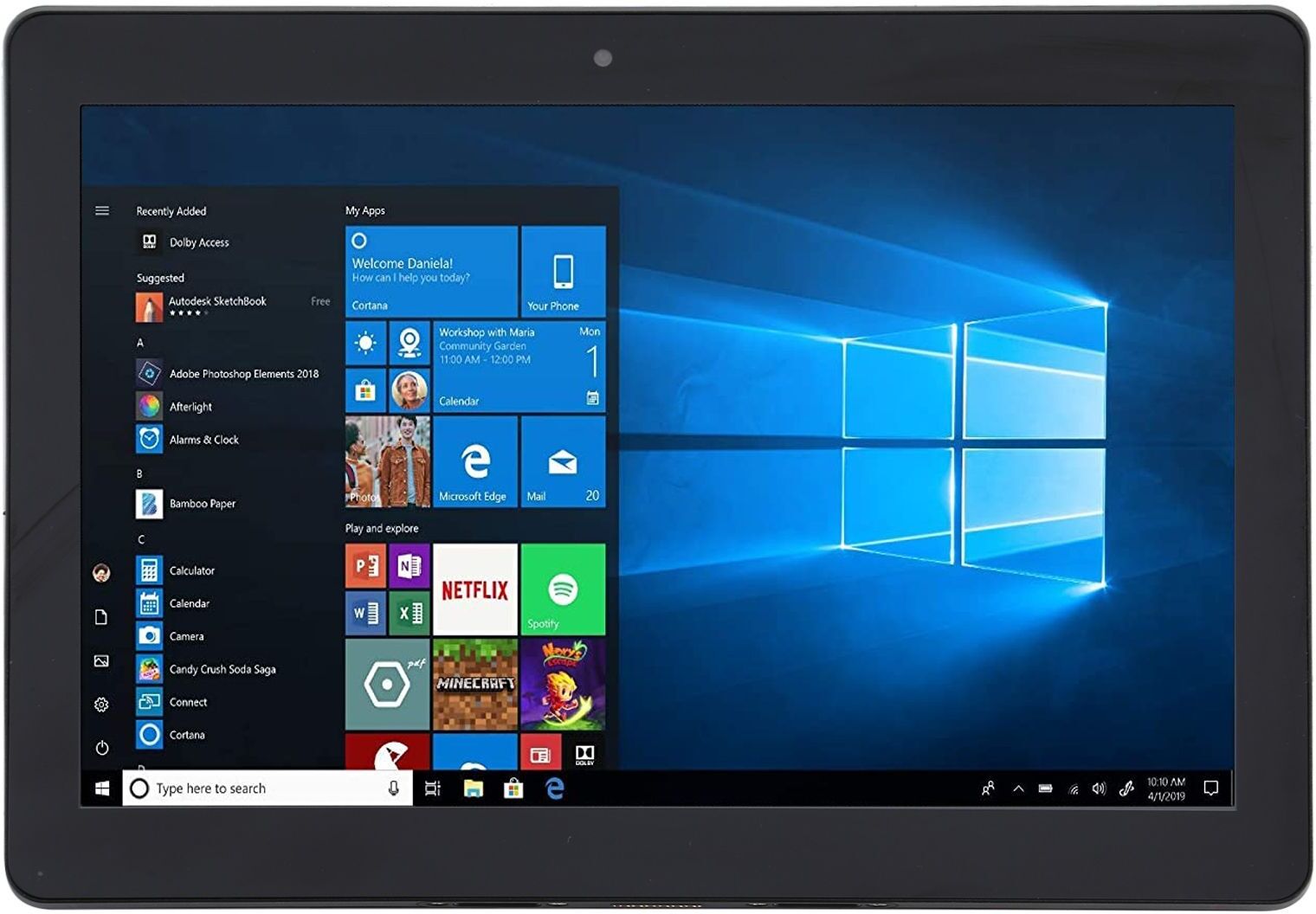 Tablette Tactile 10 pouces Windows 10 Quad Core 4Go RAM + 64Go ROM Noir + SD 128Go YONIS